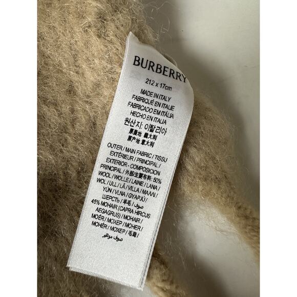 Burberry Solid Mohair Wool Scarf Archive Beige 212x17 80796491 Italy NWT $390 - Picture 12 of 13